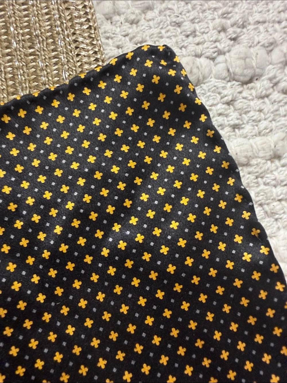 Vitaliano Pancaldi Milano Pocket Square Black Gold Silver Geometric Italy 12x12